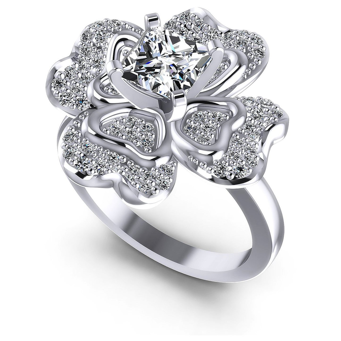 0.75CT Princess And Round  Cut Diamonds Engagement Rings