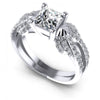 Princess and Round Diamonds 0.85CT Engagement Ring in 14KT White Gold
