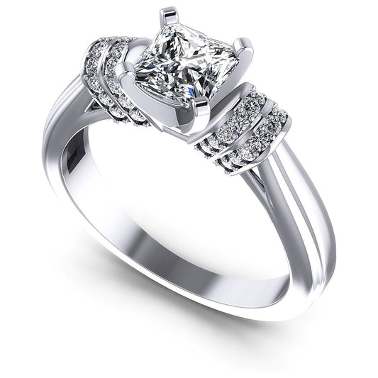 0.65CT Princess And Round  Cut Diamonds Engagement Rings