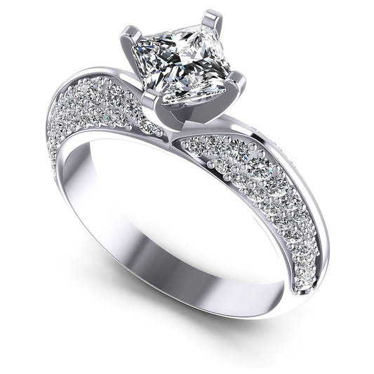 1.00CT Princess And Round  Cut Diamonds Engagement Rings