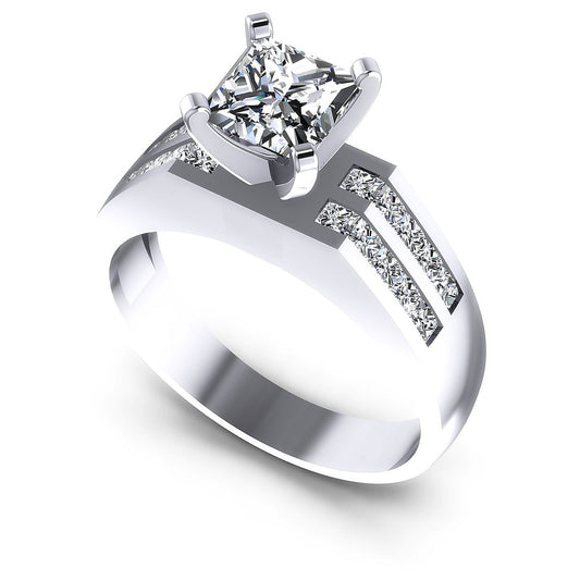 0.70CT Princess And Round  Cut Diamonds Engagement Rings