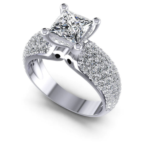 1.35CT Princess And Round  Cut Diamonds Engagement Rings