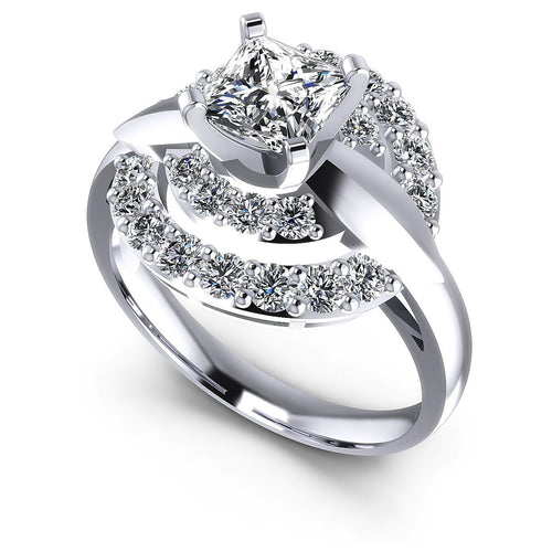 1.25CT Princess And Round  Cut Diamonds Engagement Rings