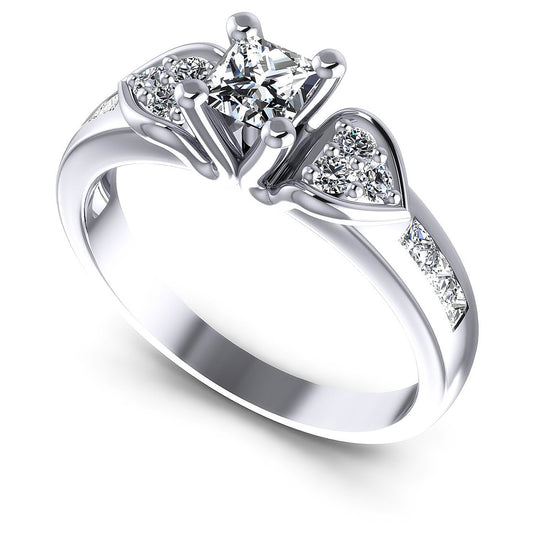 0.75CT Princess And Round  Cut Diamonds Engagement Rings