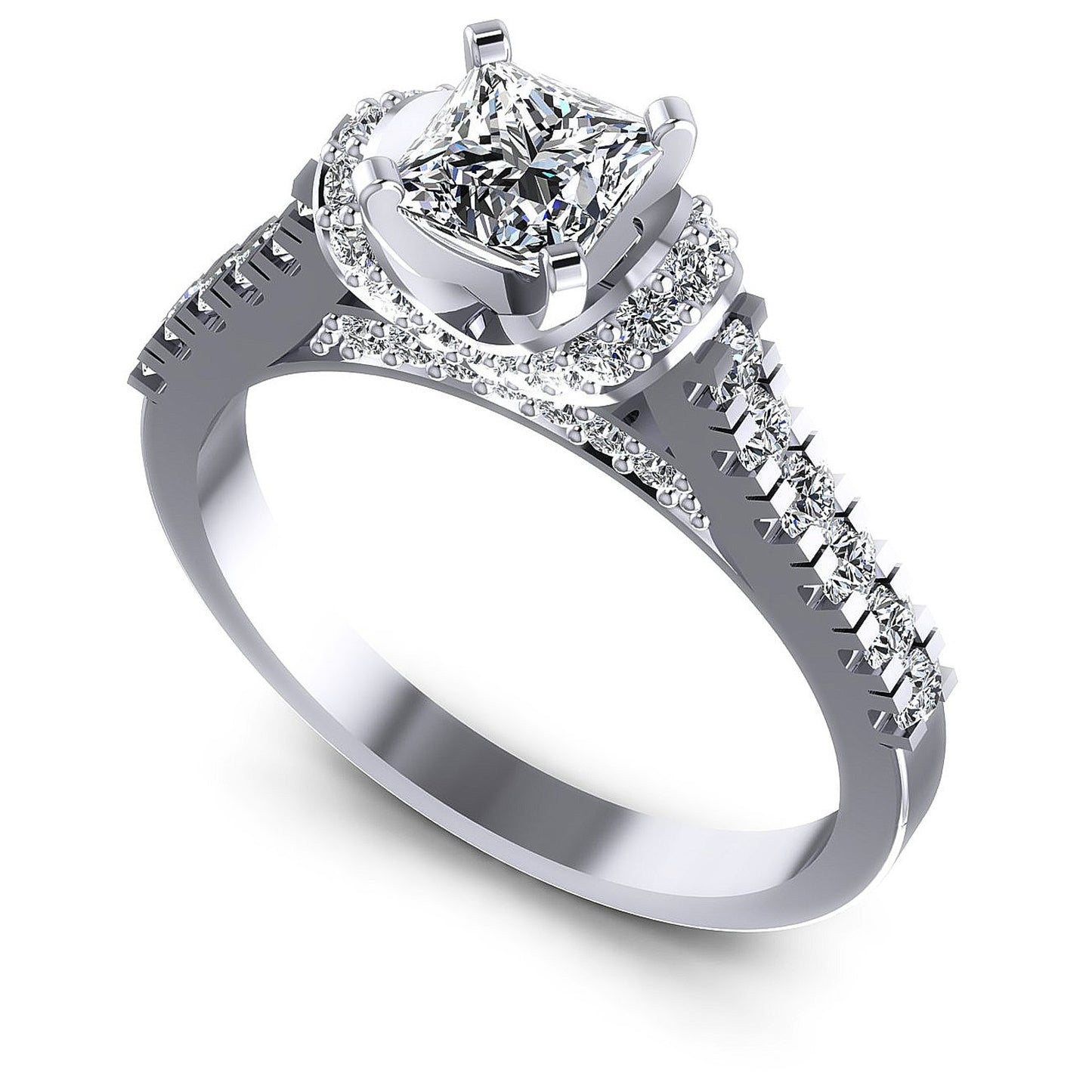 0.95CT Princess And Round  Cut Diamonds Engagement Rings