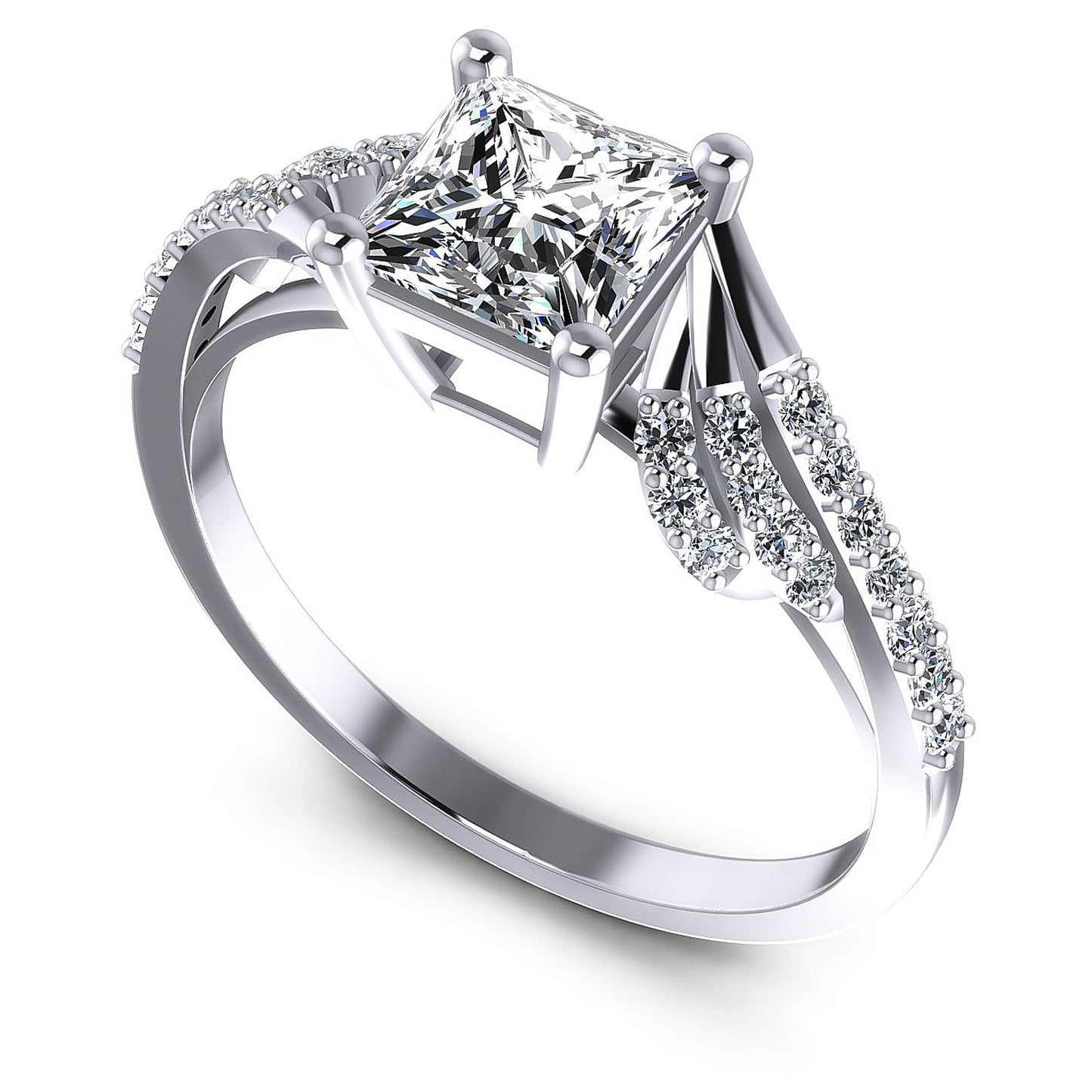 0.60CT Princess And Round  Cut Diamonds Engagement Rings