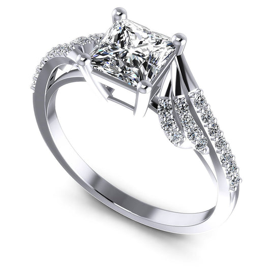 0.60CT Princess And Round  Cut Diamonds Engagement Rings