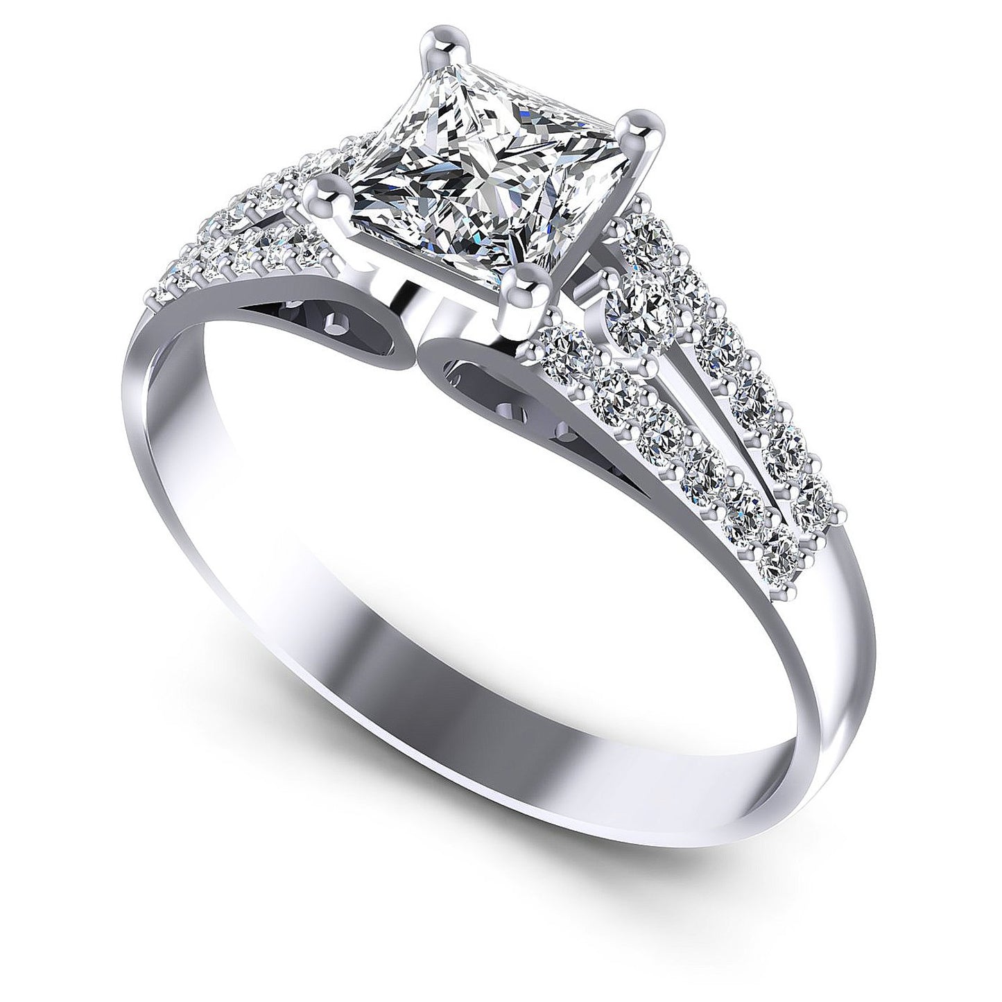 0.65CT Princess And Round  Cut Diamonds Engagement Rings