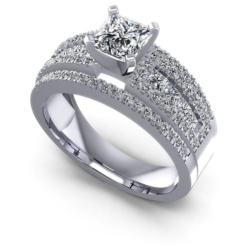 1.60CT Princess And Round  Cut Diamonds Engagement Rings