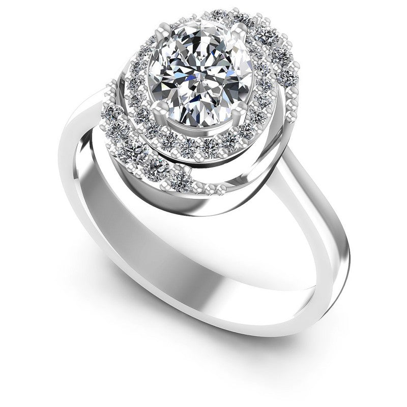 Round and Oval Diamonds 0.80CT Halo Ring in 14KT White Gold
