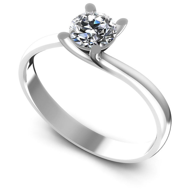 Round Diamonds 0.35CT Solitaire Ring in 14KT White Gold