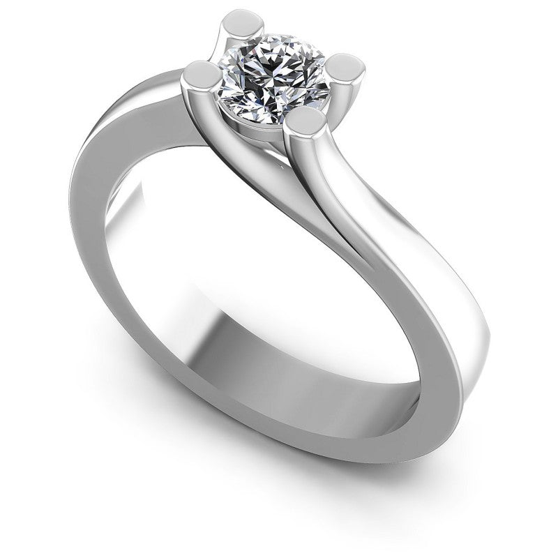 Round Diamonds 0.35CT Solitaire Ring in 14KT White Gold