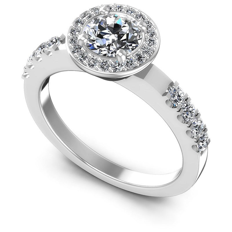 Round Diamonds 0.70CT Halo Ring in 14KT White Gold