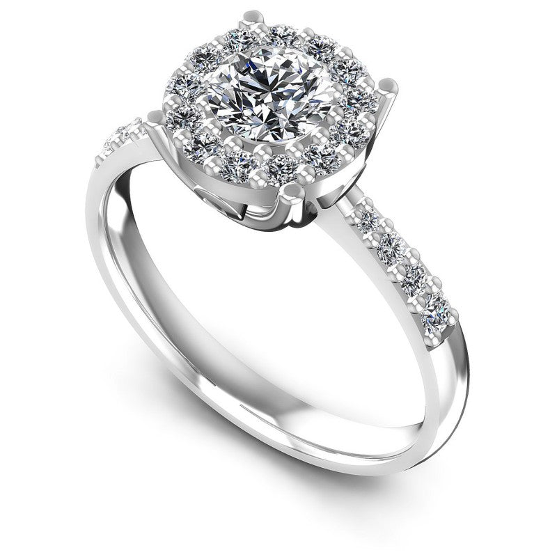 Round Diamonds 0.75CT Halo Ring in 14KT White Gold