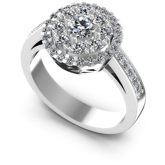 Round Diamonds 1.15CT Halo Ring in 14KT White Gold