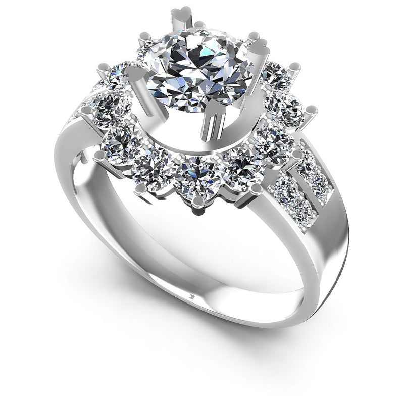 Round Diamonds 1.45CT Halo Ring in 14KT White Gold