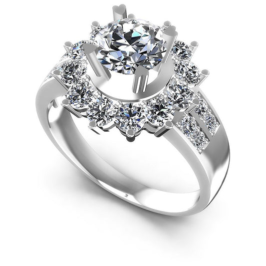 Round Diamonds 1.45CT Halo Ring in 14KT White Gold