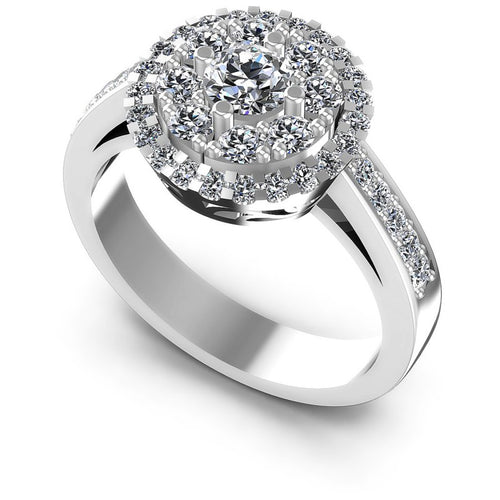Round Diamonds 1.15CT Halo Ring in 14KT White Gold