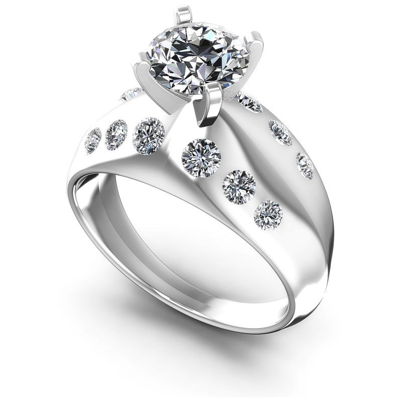 Round Diamonds 0.95CT Engagement Ring in 14KT White Gold