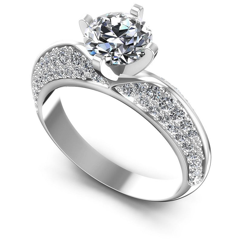 Round Diamonds 1.00CT Engagement Ring in 14KT White Gold