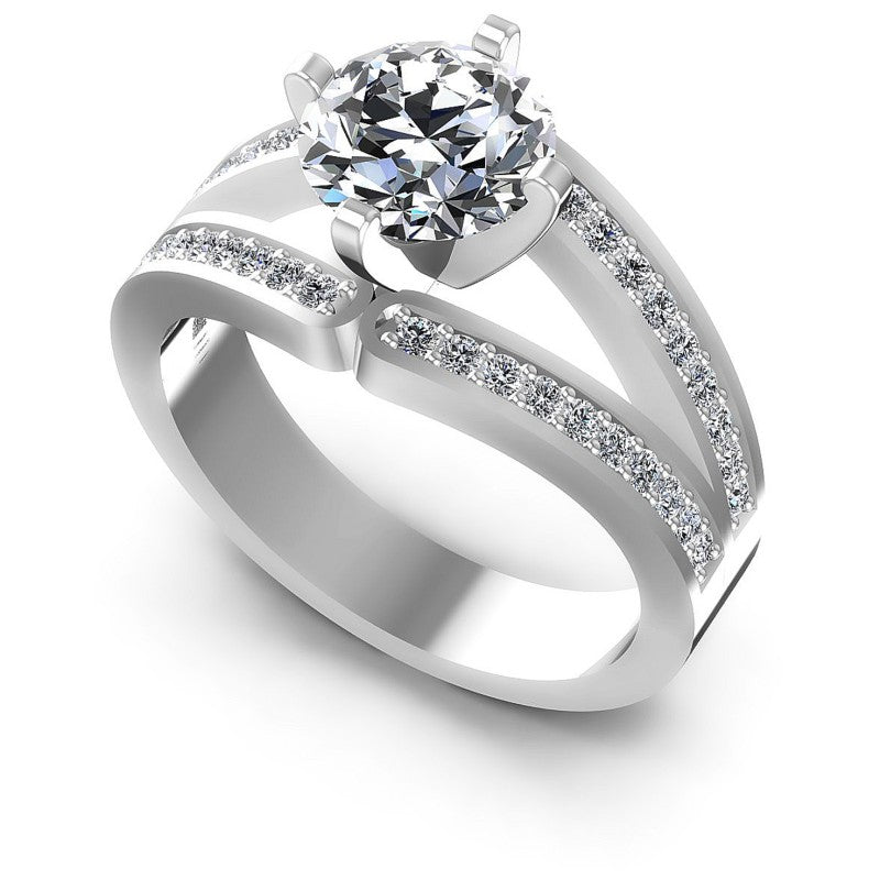 Round Diamonds 0.65CT Engagement Ring in 14KT White Gold