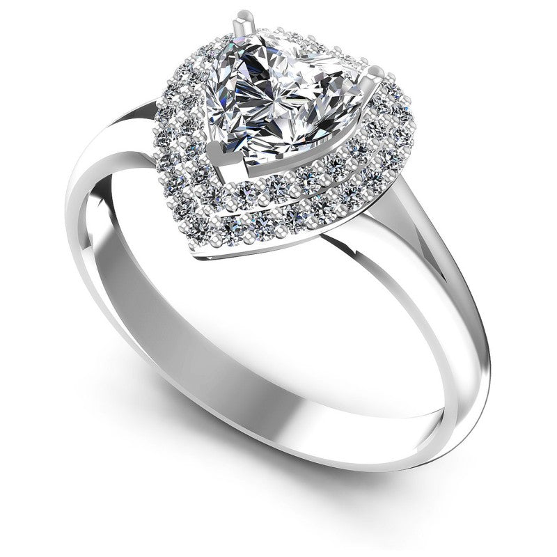 Round and Heart Diamonds 0.65CT Halo Ring in 14KT White Gold