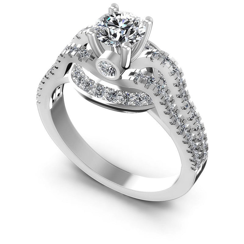 Round Diamonds 1.00CT Engagement Ring in 14KT White Gold