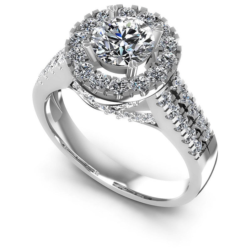 Round Diamonds 1.30CT Halo Ring in 14KT White Gold
