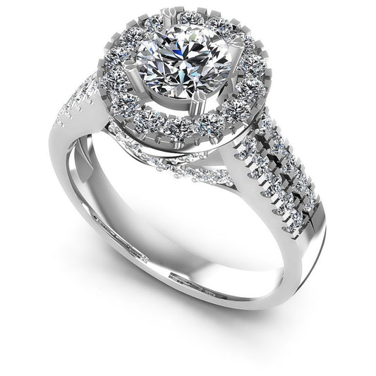 Round Diamonds 1.30CT Halo Ring in 14KT White Gold