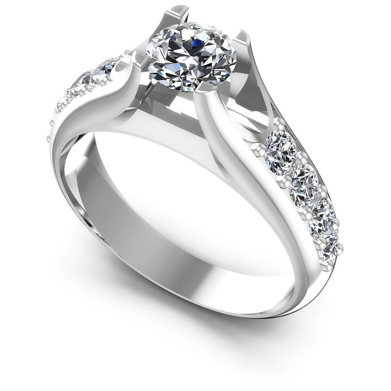 Round Diamonds 0.90CT Engagement Ring in 14KT White Gold
