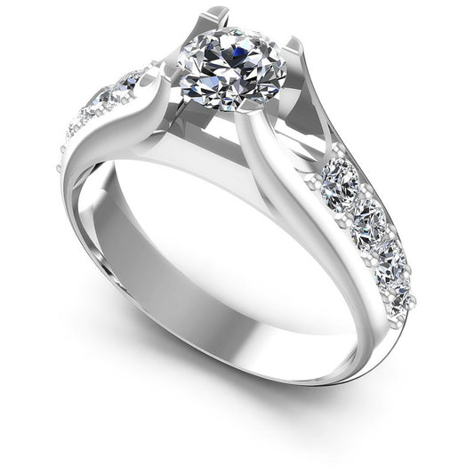 Round Diamonds 0.90CT Engagement Ring in 14KT White Gold