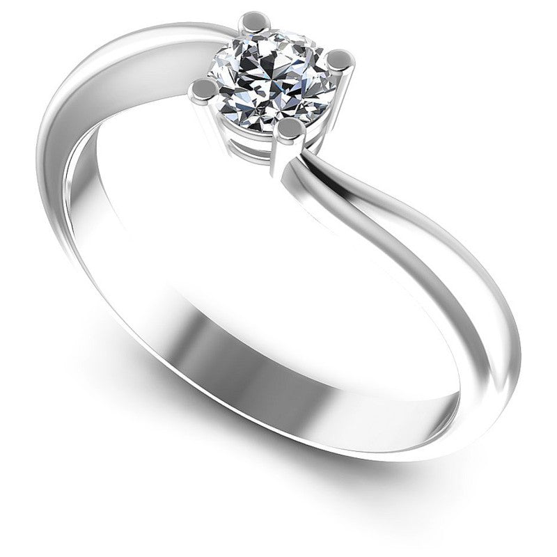 Round Diamonds 0.35CT Solitaire Ring in 14KT White Gold