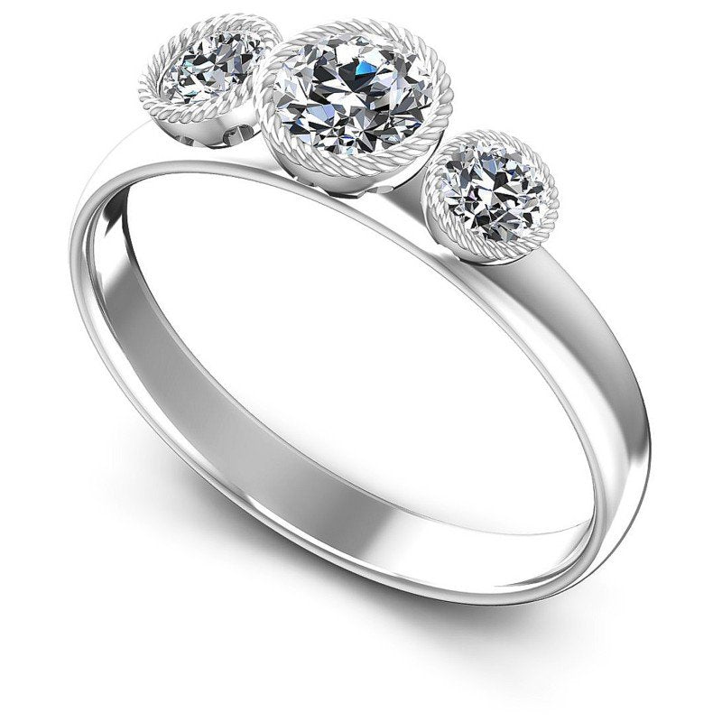 Round Diamonds 0.70CT Three Stone Ring in 14KT White Gold
