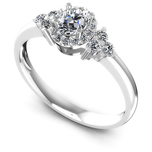 Round and Oval Diamonds 0.60CT Halo Ring in 14KT White Gold