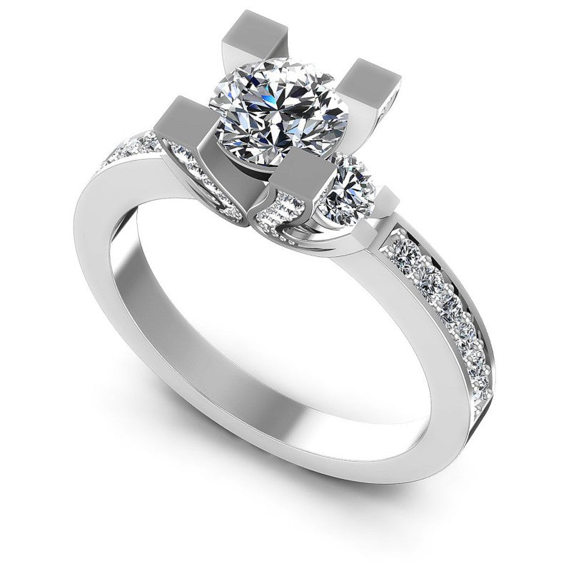Round Diamonds 1.40CT Three Stone Ring in 14KT White Gold