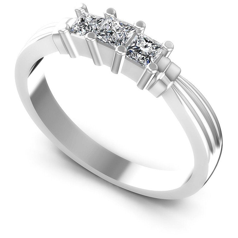 Princess Diamonds 0.40CT Three Stone Ring in 14KT White Gold