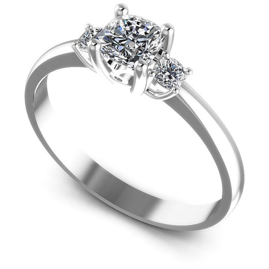 Cushion Diamonds 0.50CT Three Stone Ring in 14KT White Gold