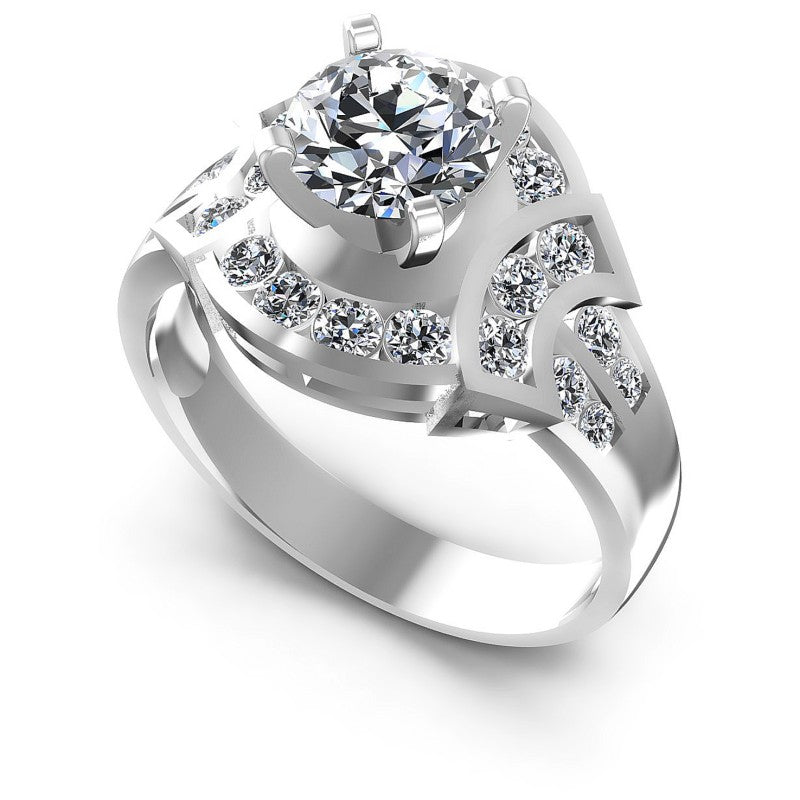 Round Diamonds 0.95CT Engagement Ring in 14KT White Gold