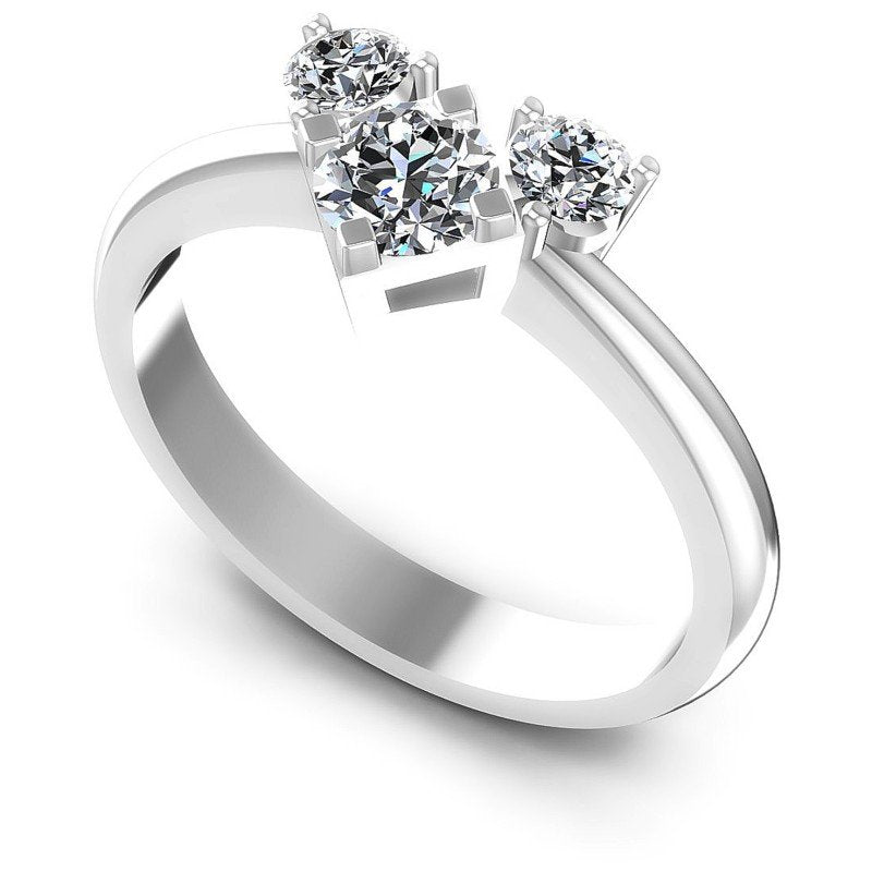 Round Diamonds 0.45CT Three Stone Ring in 14KT White Gold