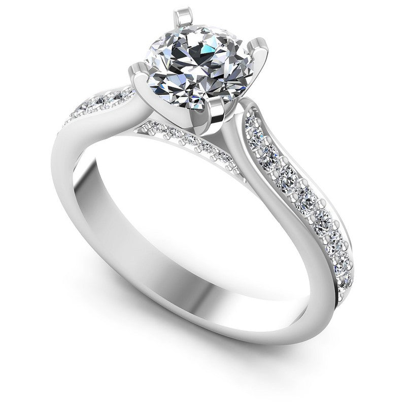 Round Diamonds 0.85CT Engagement Ring in 14KT White Gold