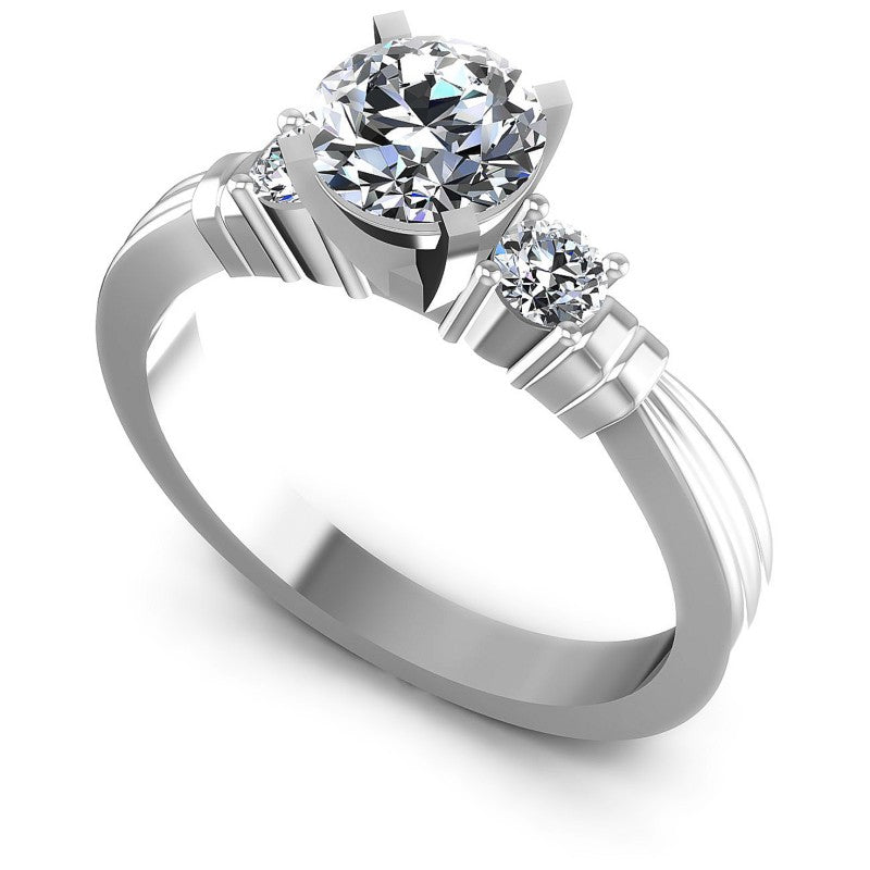 Round Diamonds 0.75CT Three Stone Ring in 14KT White Gold