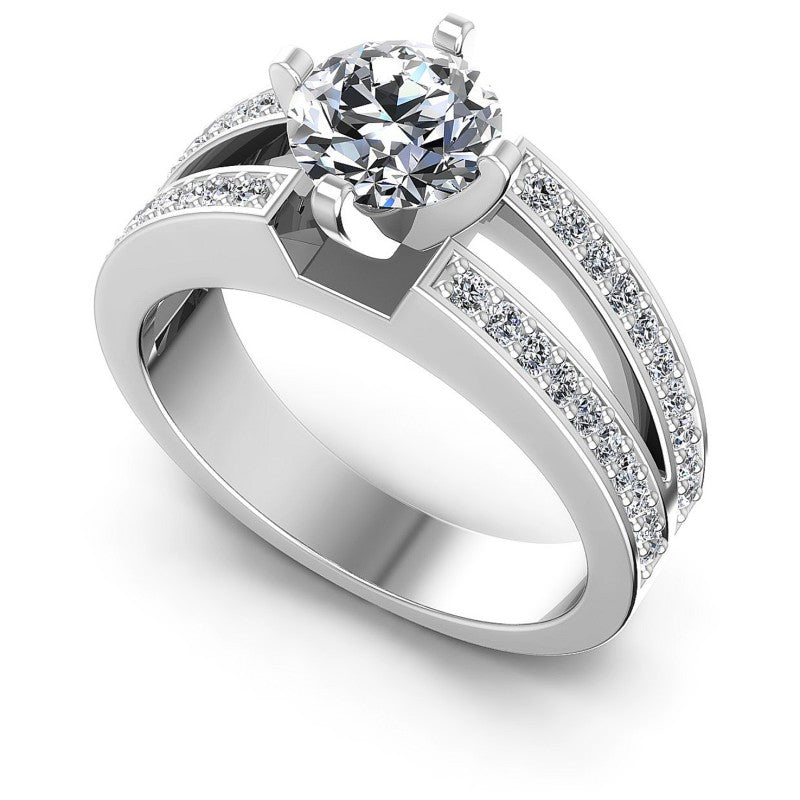 Round Diamonds 0.80CT Engagement Ring in 14KT White Gold