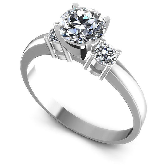 Round Diamonds 0.80CT Three Stone Ring in 14KT White Gold