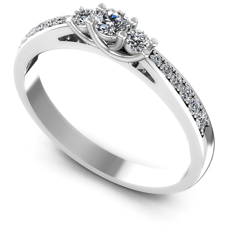 Round Diamonds 0.45CT Three Stone Ring in 14KT White Gold