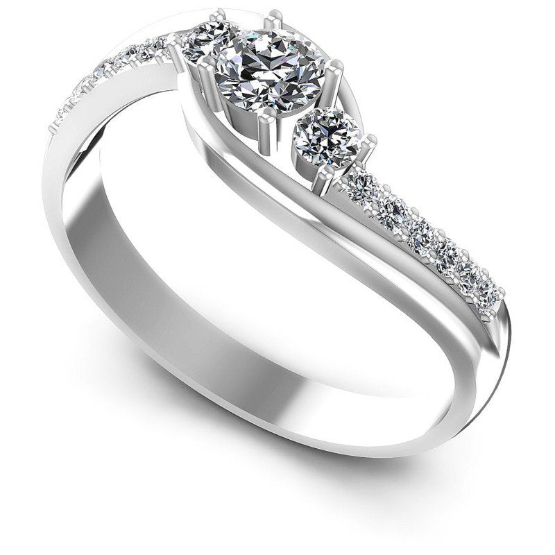 Round Diamonds 0.55CT Three Stone Ring in 14KT White Gold