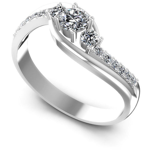 Round Diamonds 0.55CT Three Stone Ring in 14KT White Gold