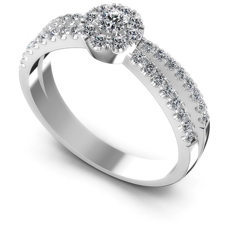 Round Diamonds 0.60CT Halo Ring in 14KT White Gold