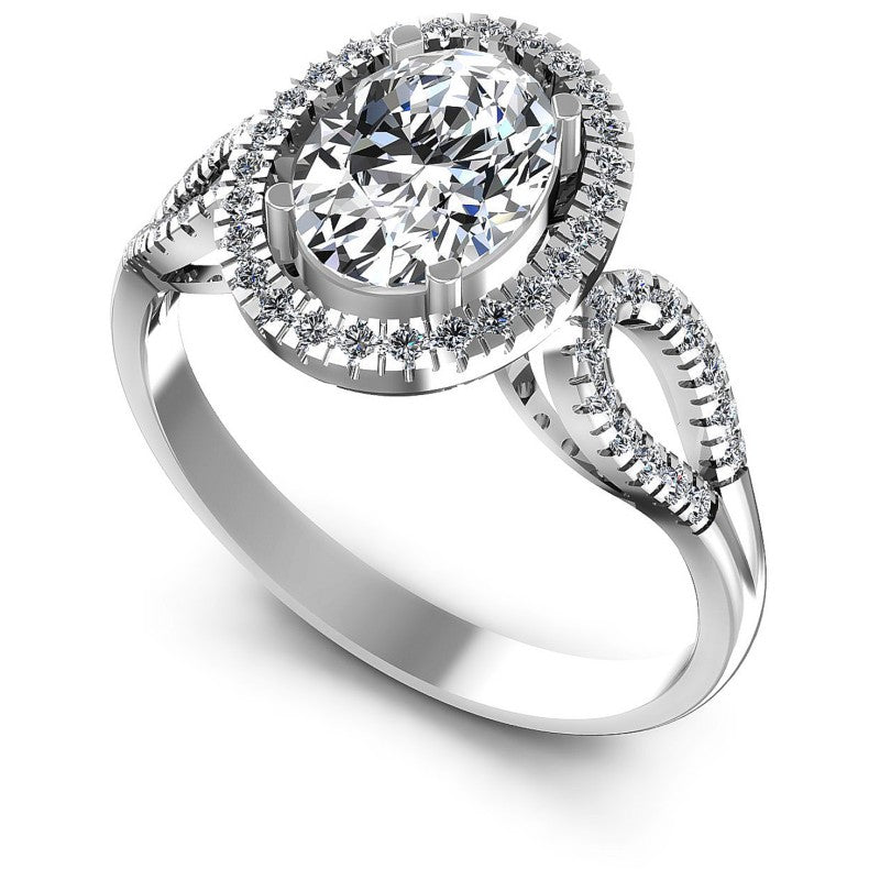 Round and Oval Diamonds 0.60CT Halo Ring in 14KT White Gold