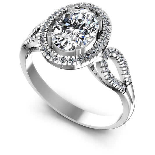 Round and Oval Diamonds 0.60CT Halo Ring in 14KT White Gold