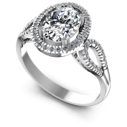 Round and Oval Diamonds 0.60CT Halo Ring in 14KT White Gold